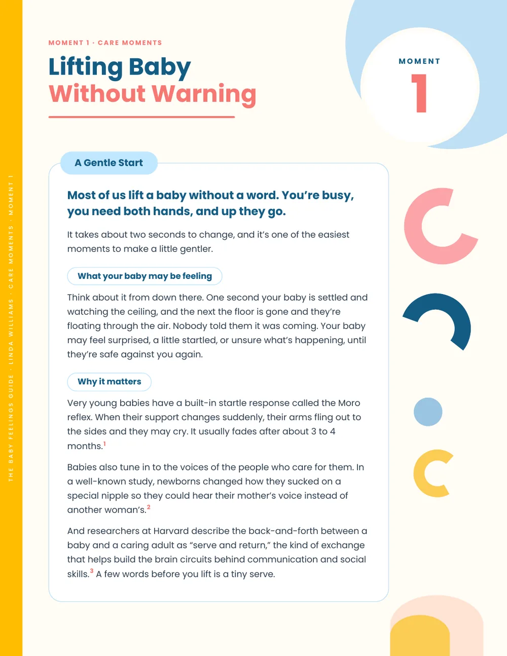 Page from The Baby Feelings Guide: Moment 1: Lifting Baby Without Warning