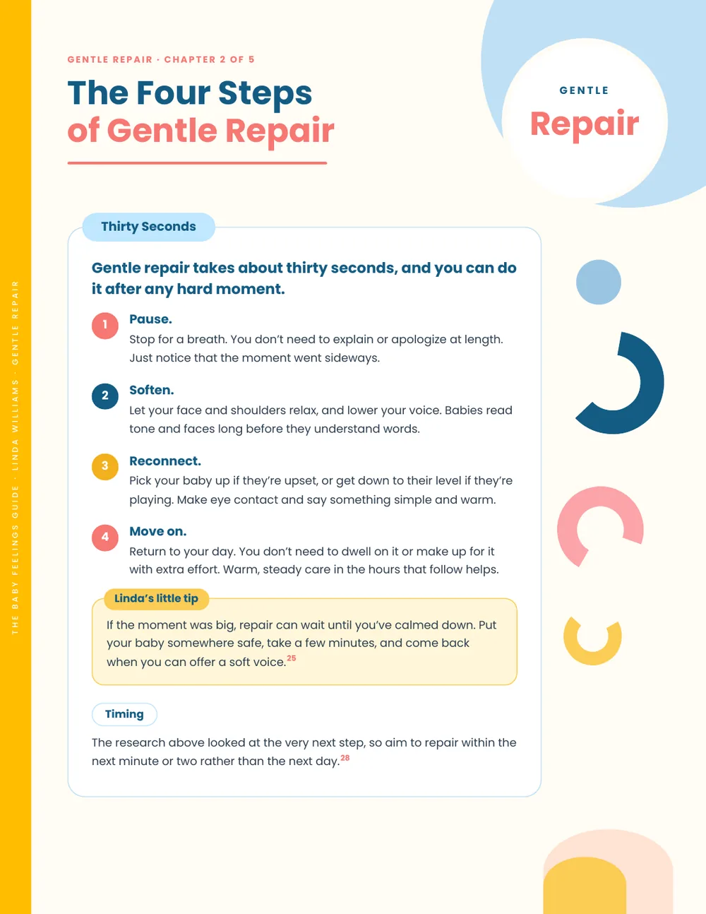 Page from The Baby Feelings Guide: Gentle Repair: the four steps