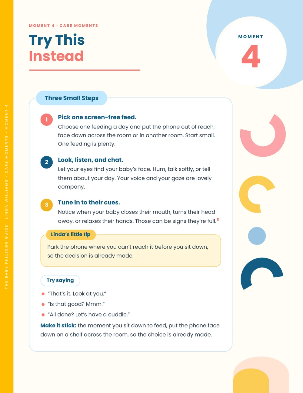 Page from The Baby Feelings Guide: Moment 4: Try This Instead
