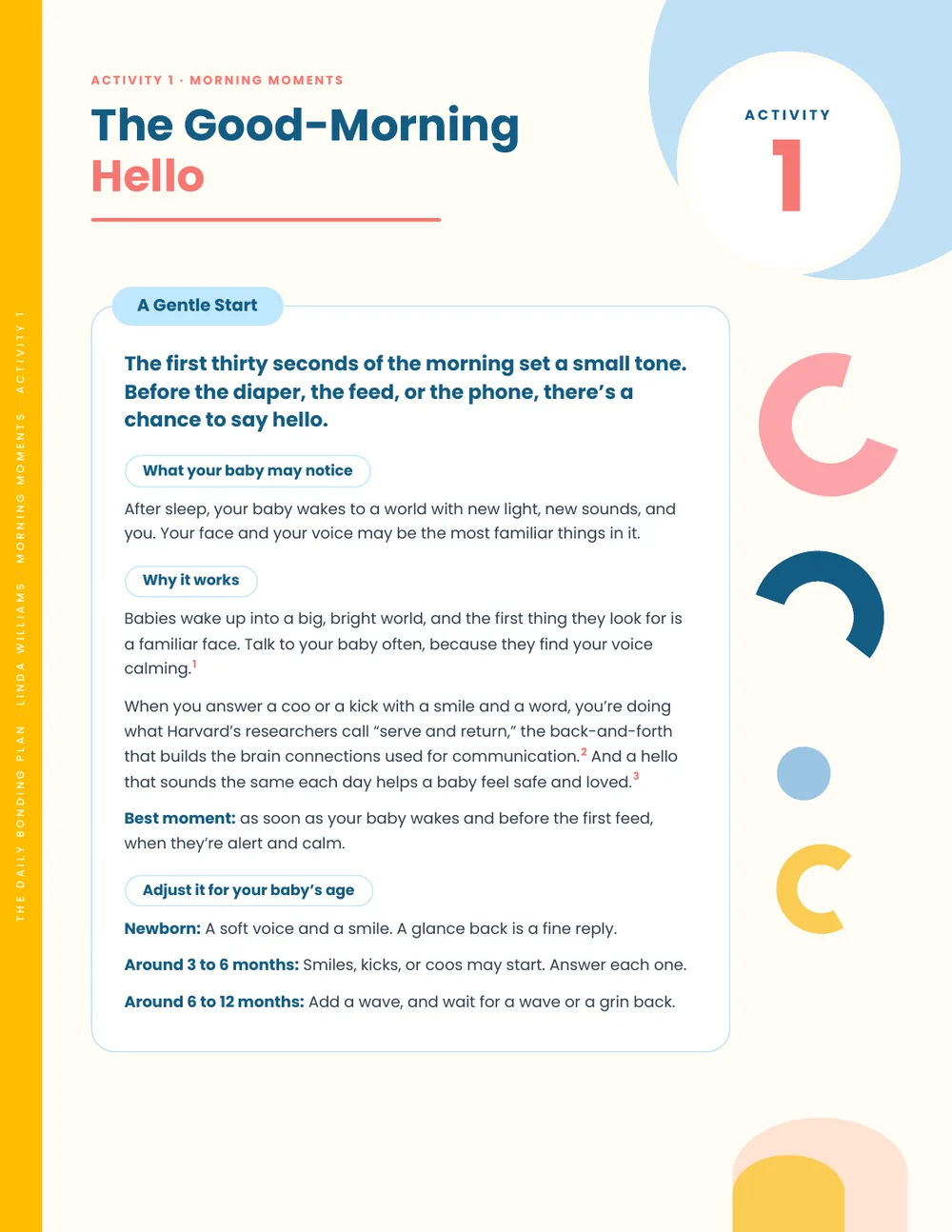 Page from The Daily Bonding Plan: Activity 1: The Good-Morning Hello